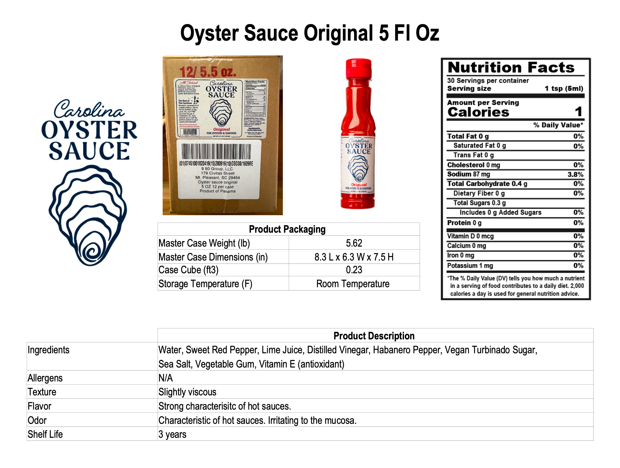 Carolina Oyster Sauce Original